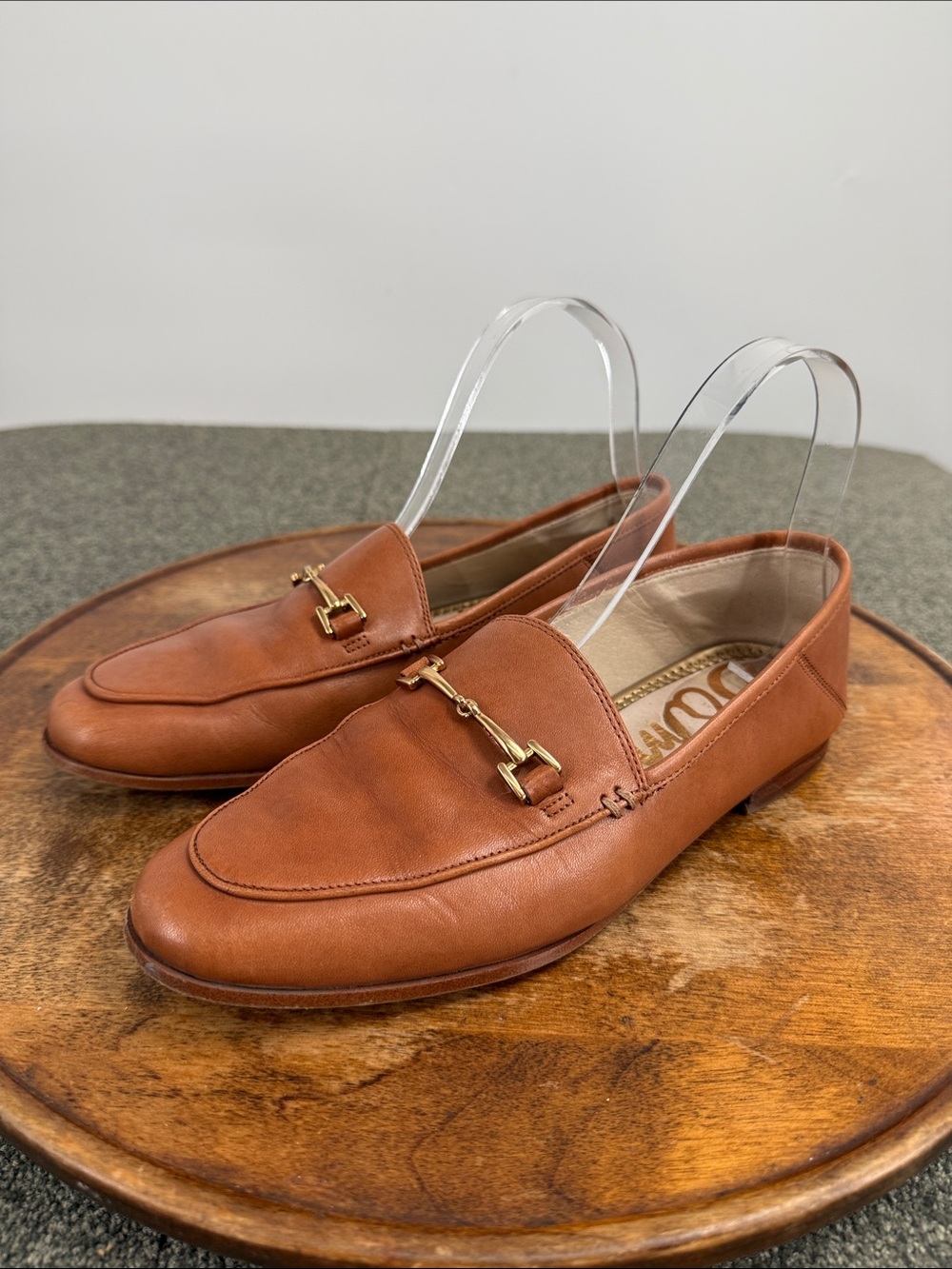Sam Edelman Shoes Wm 6M Brown Leather Loafers Gold Horsebit Slip On *FLaws